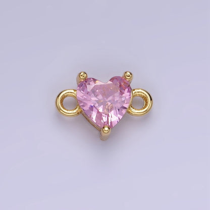 14K Gold Filled 7mm Cubic Zirconia CZ Heart Connector | G314 - G322