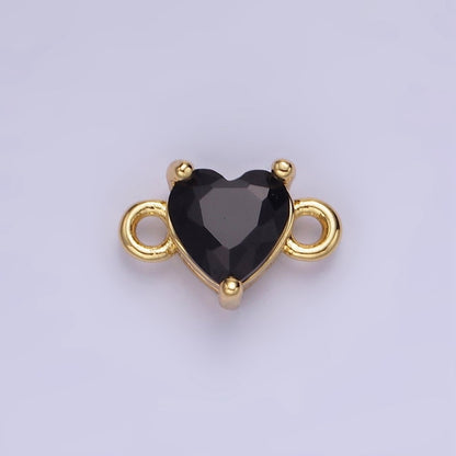 14K Gold Filled 7mm Cubic Zirconia CZ Heart Connector | G314 - G322