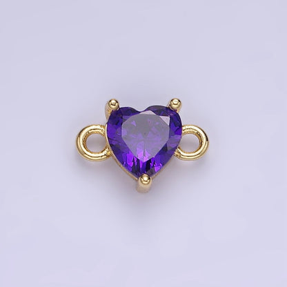 14K Gold Filled 7mm Cubic Zirconia CZ Heart Connector | G314 - G322