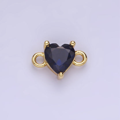 14K Gold Filled 7mm Cubic Zirconia CZ Heart Connector | G314 - G322