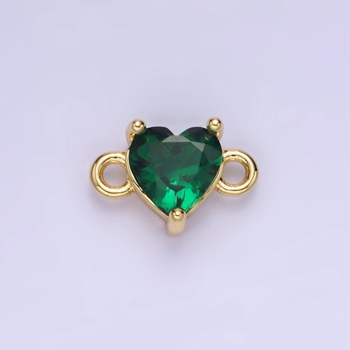 14K Gold Filled 7mm Cubic Zirconia CZ Heart Connector | G314 - G322