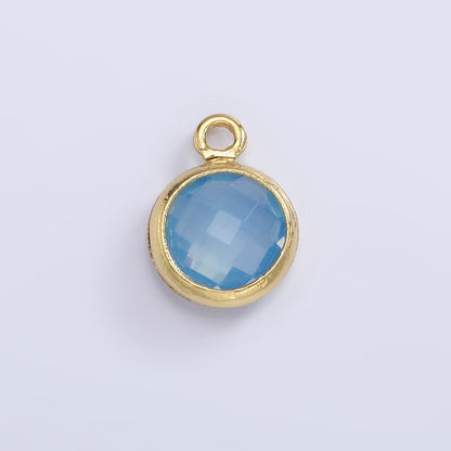 14K Gold Filled 7mm Multifaceted Birthstone CZ Round Personalized Charm | N1185 - N1196