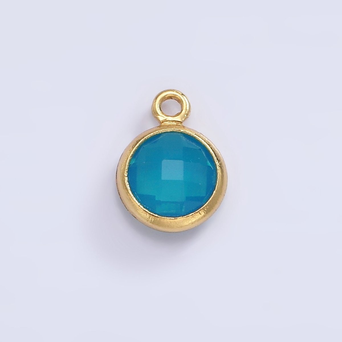 14K Gold Filled 7mm Multifaceted Birthstone CZ Round Personalized Charm | N1185 - N1196