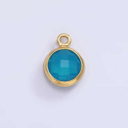 14K Gold Filled 7mm Multifaceted Birthstone CZ Round Personalized Charm | N1185 - N1196