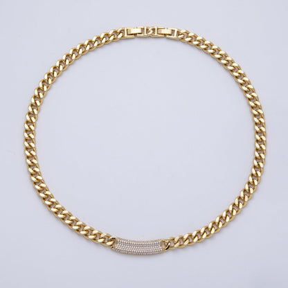 14K Gold Filled 8.5mm Micro Paved CZ Curb Chain 19 Inch Necklace | WA-4091