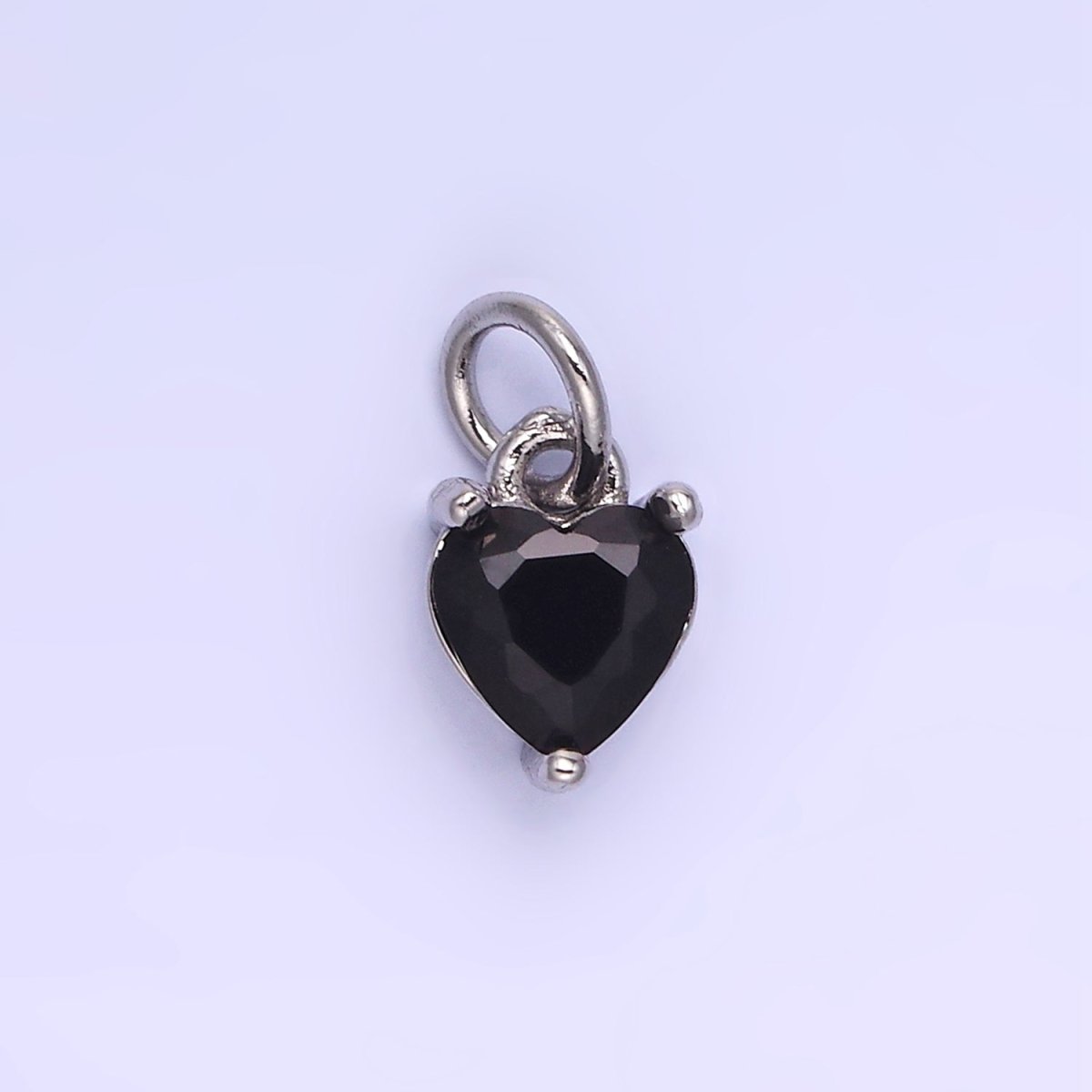 14k Gold Filled 8.7mm CZ Cubic Zirconia Heart Charm in Gold &amp; Silver | W590 - W606