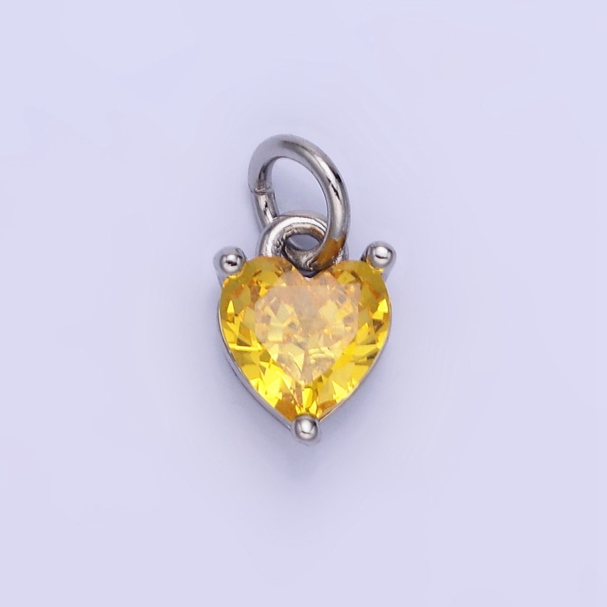 14k Gold Filled 8.7mm CZ Cubic Zirconia Heart Charm in Gold &amp; Silver | W590 - W606
