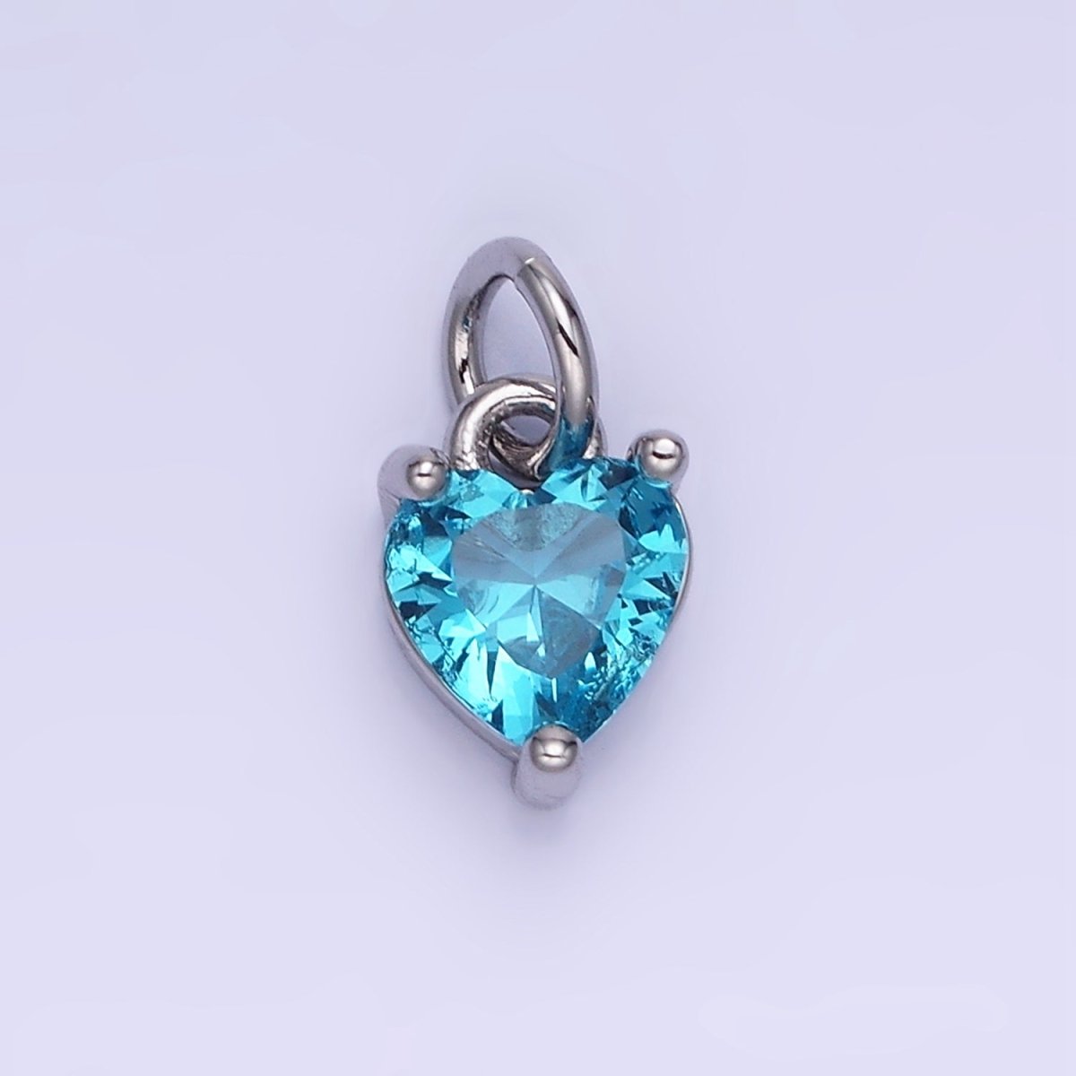 14k Gold Filled 8.7mm CZ Cubic Zirconia Heart Charm in Gold &amp; Silver | W590 - W606