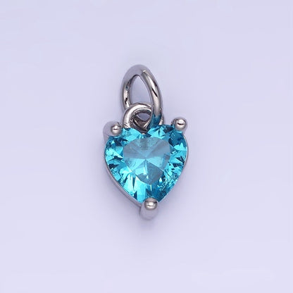 14k Gold Filled 8.7mm CZ Cubic Zirconia Heart Charm in Gold &amp; Silver | W590 - W606