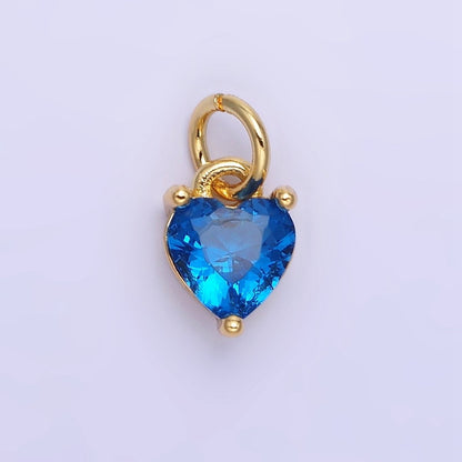 14k Gold Filled 8.7mm CZ Cubic Zirconia Heart Charm in Gold &amp; Silver | W590 - W606