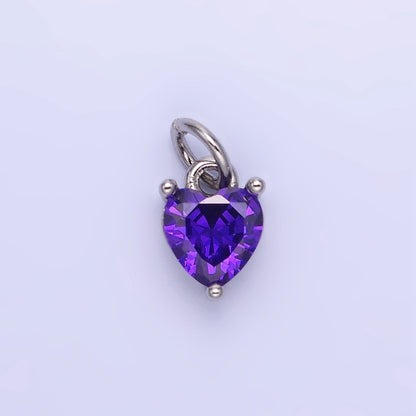 14k Gold Filled 8.7mm CZ Cubic Zirconia Heart Charm in Gold &amp; Silver | W590 - W606