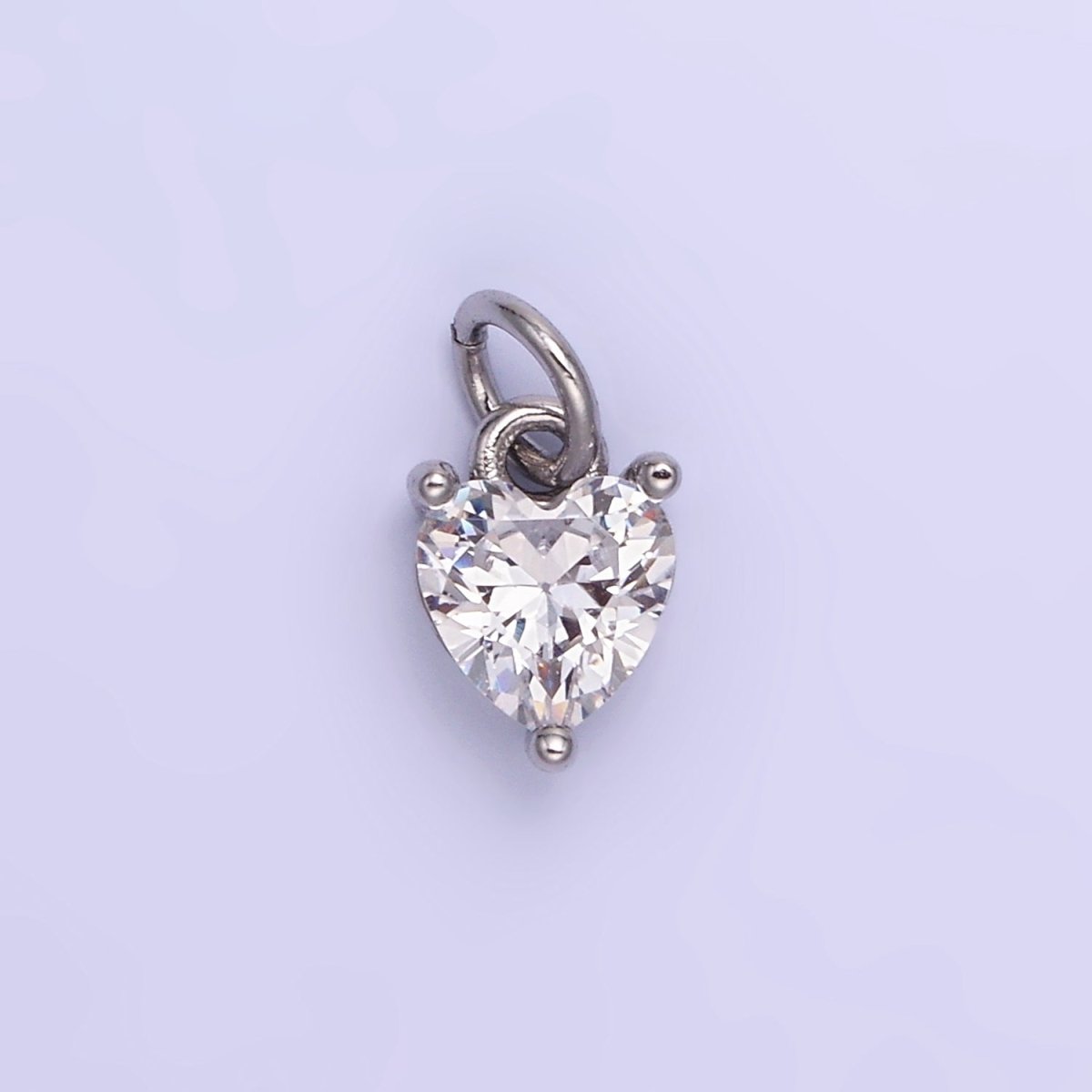 14k Gold Filled 8.7mm CZ Cubic Zirconia Heart Charm in Gold &amp; Silver | W590 - W606
