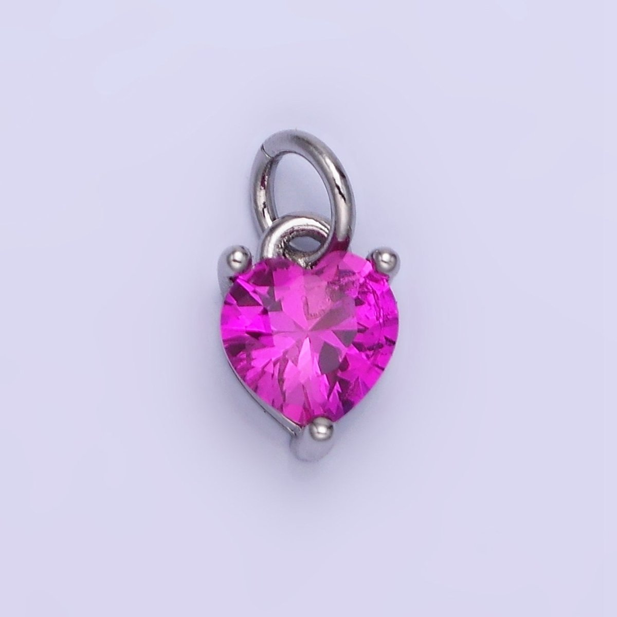 14k Gold Filled 8.7mm CZ Cubic Zirconia Heart Charm in Gold &amp; Silver | W590 - W606