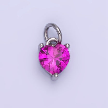 14k Gold Filled 8.7mm CZ Cubic Zirconia Heart Charm in Gold &amp; Silver | W590 - W606