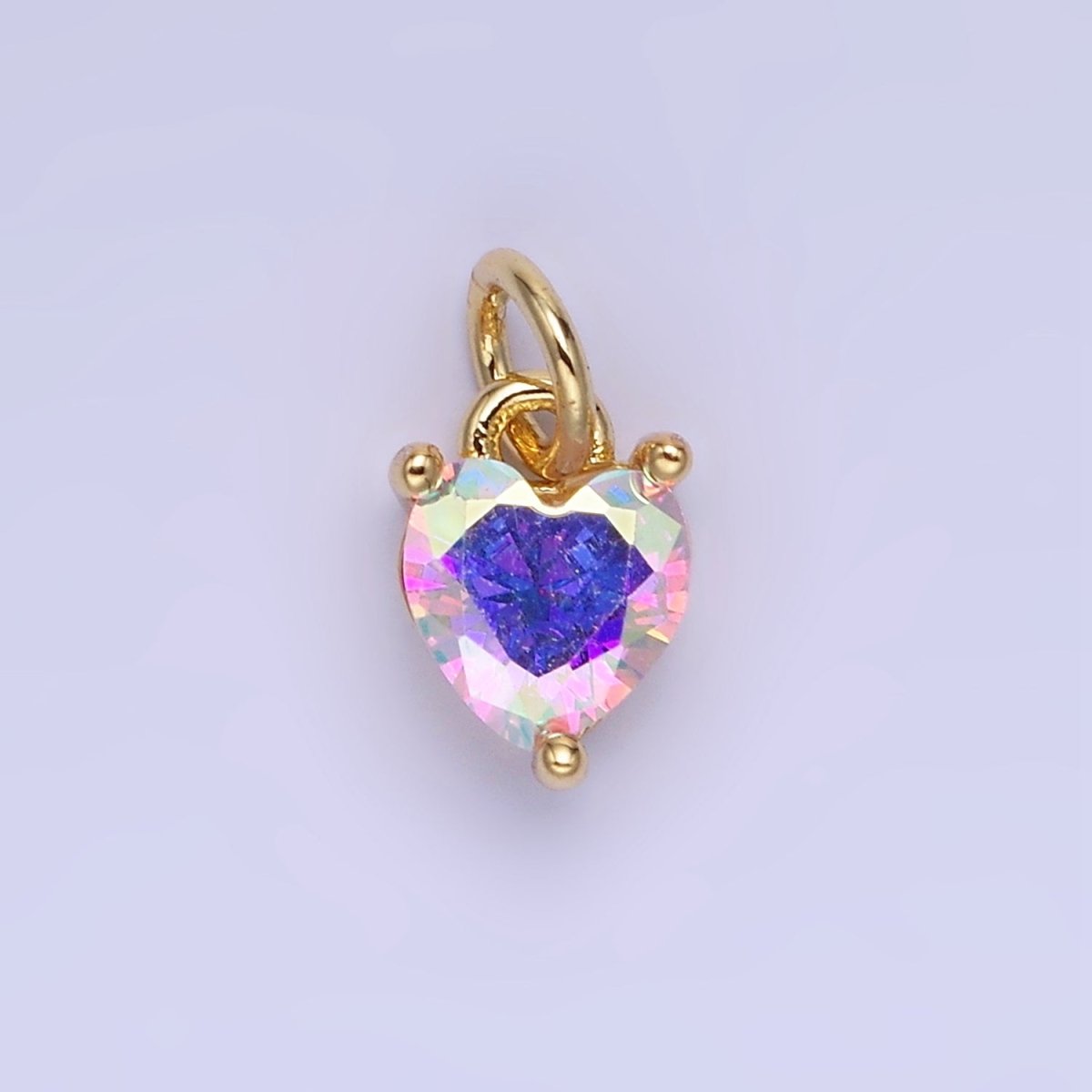 14k Gold Filled 8.7mm CZ Cubic Zirconia Heart Charm in Gold &amp; Silver | W590 - W606