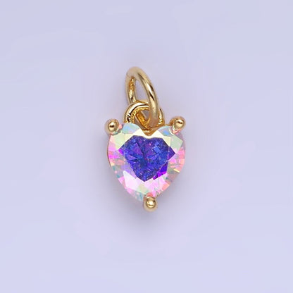 14k Gold Filled 8.7mm CZ Cubic Zirconia Heart Charm in Gold &amp; Silver | W590 - W606