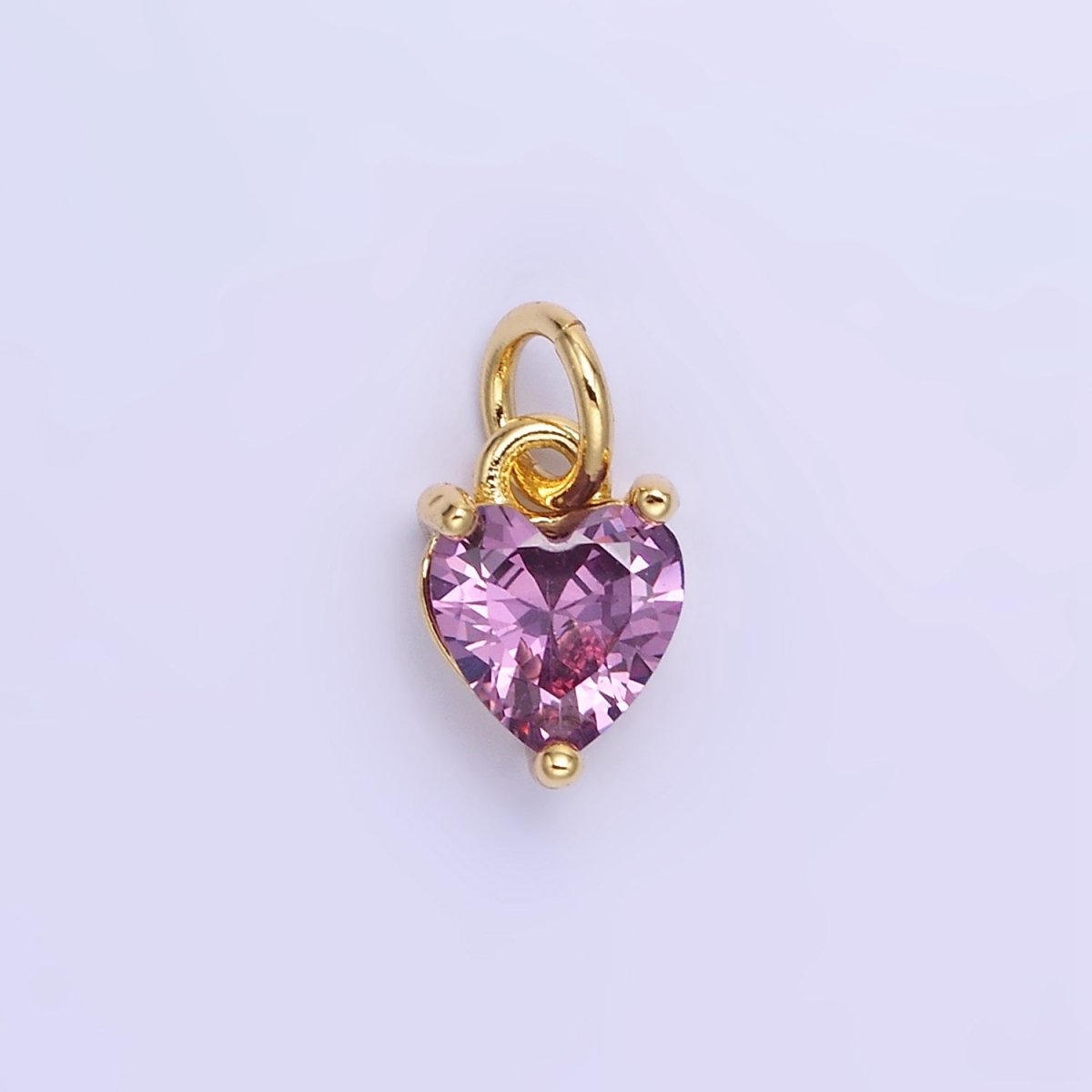 14k Gold Filled 8.7mm CZ Cubic Zirconia Heart Charm in Gold &amp; Silver | W590 - W606