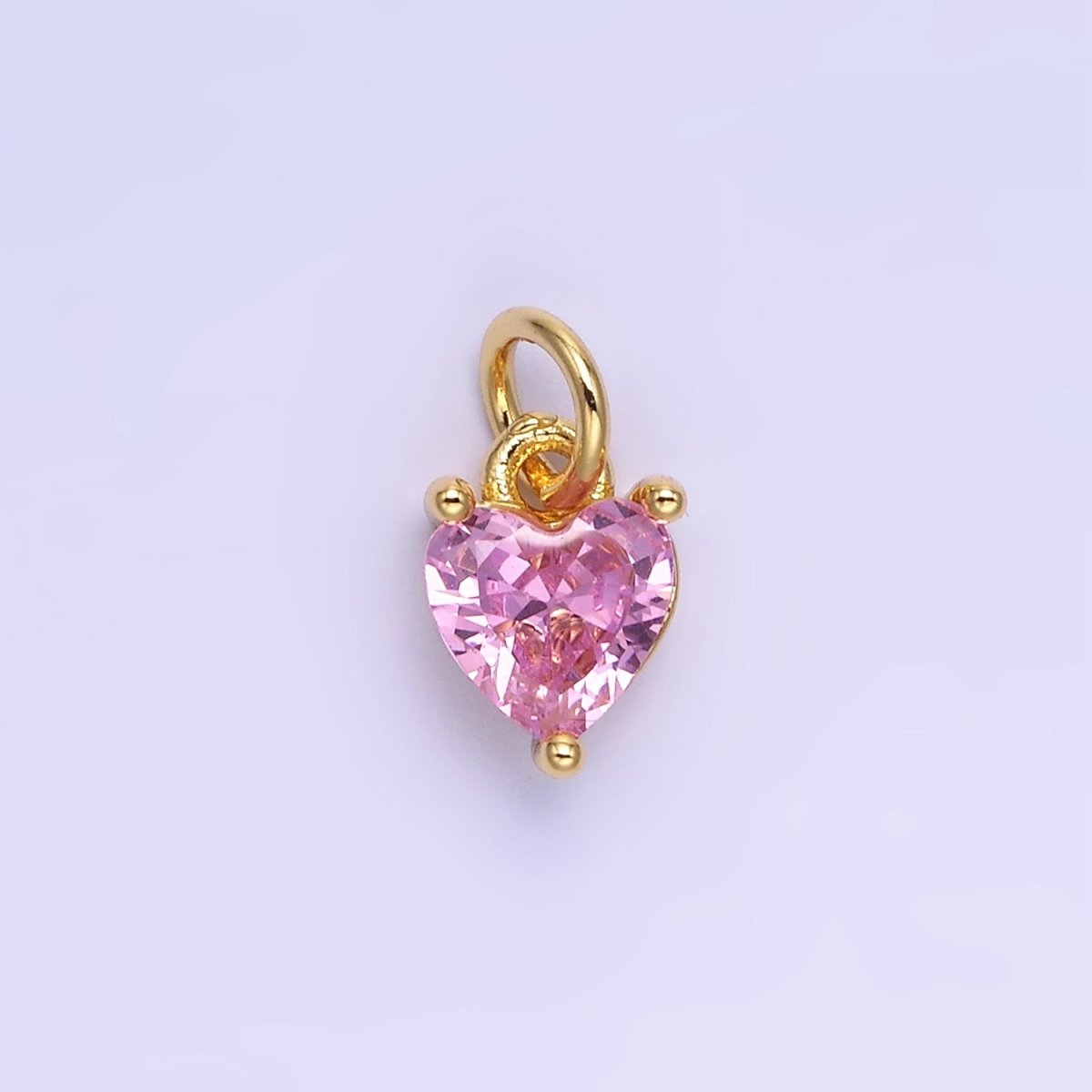 14k Gold Filled 8.7mm CZ Cubic Zirconia Heart Charm in Gold &amp; Silver | W590 - W606