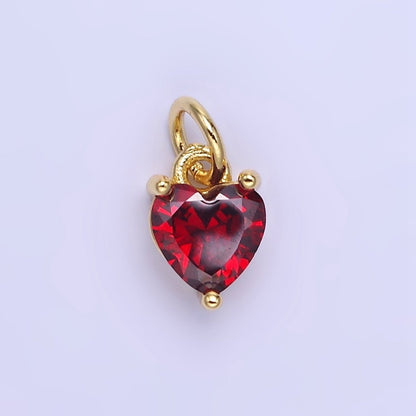 14k Gold Filled 8.7mm CZ Cubic Zirconia Heart Charm in Gold &amp; Silver | W590 - W606