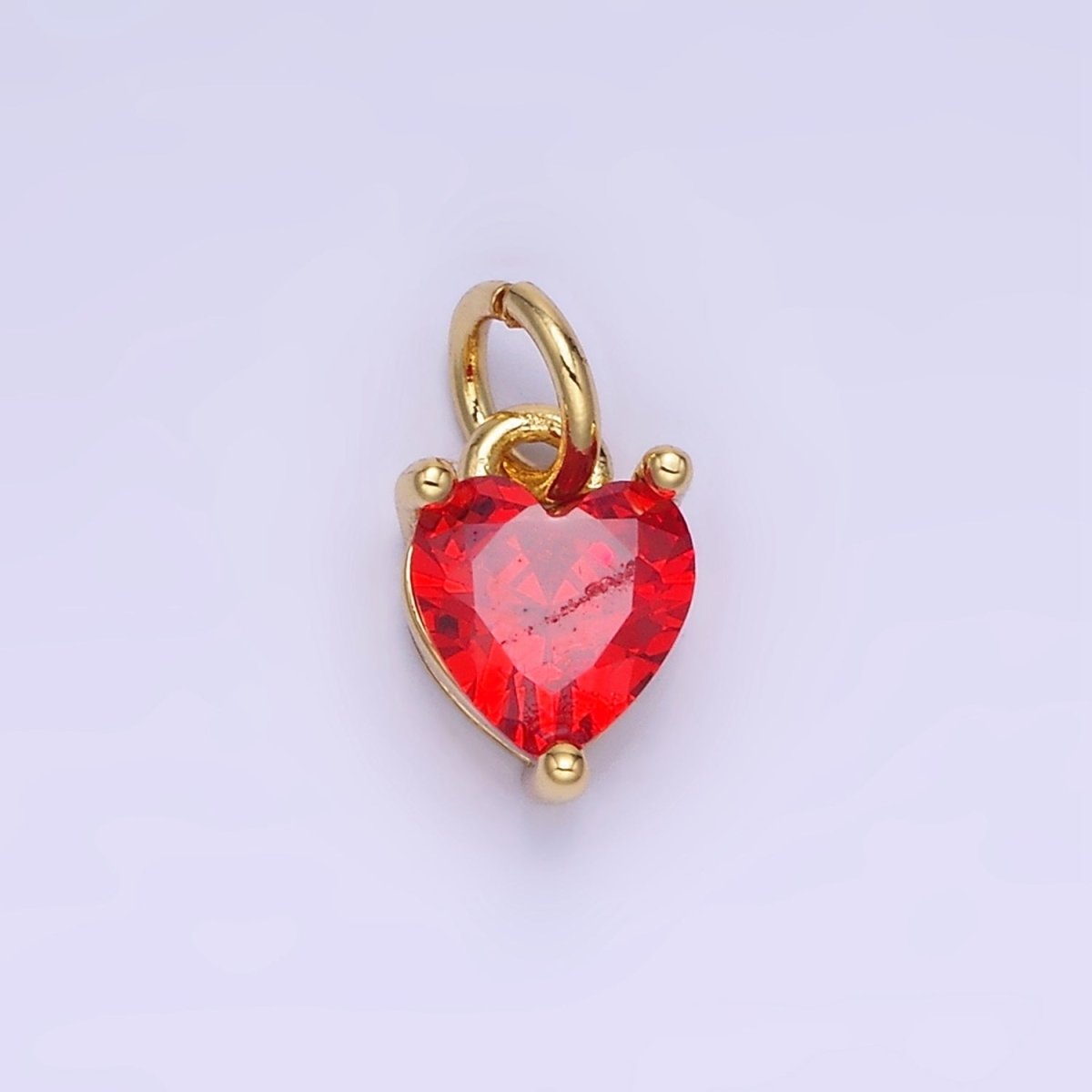 14k Gold Filled 8.7mm CZ Cubic Zirconia Heart Charm in Gold &amp; Silver | W590 - W606