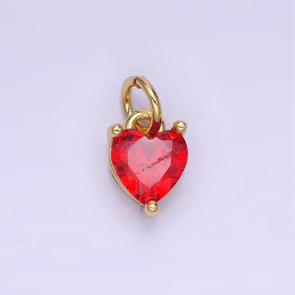 14k Gold Filled 8.7mm CZ Cubic Zirconia Heart Charm in Gold &amp; Silver | W590 - W606