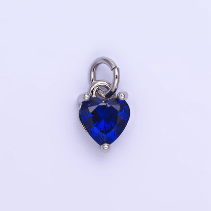 14k Gold Filled 8.7mm CZ Cubic Zirconia Heart Charm in Gold &amp; Silver | W590 - W606