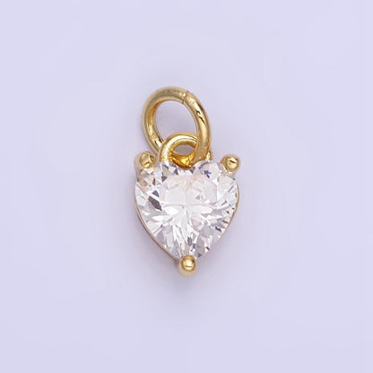 14k Gold Filled 8.7mm CZ Cubic Zirconia Heart Charm in Gold &amp; Silver | W590 - W606