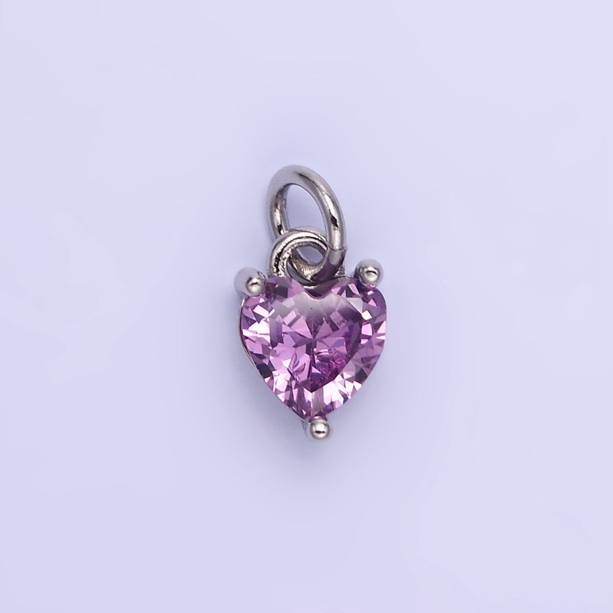 14k Gold Filled 8.7mm CZ Cubic Zirconia Heart Charm in Gold &amp; Silver | W590 - W606