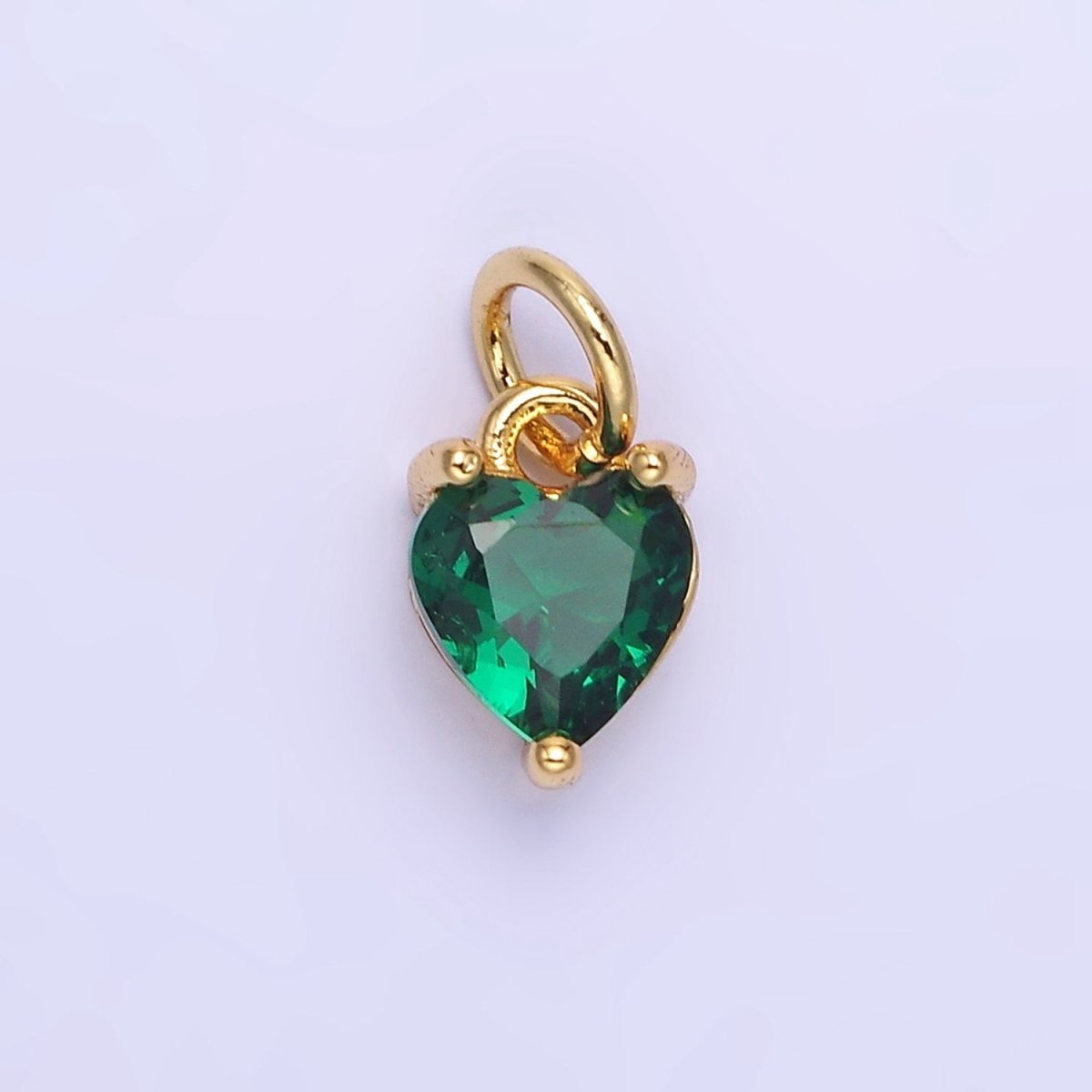 14k Gold Filled 8.7mm CZ Cubic Zirconia Heart Charm in Gold &amp; Silver | W590 - W606
