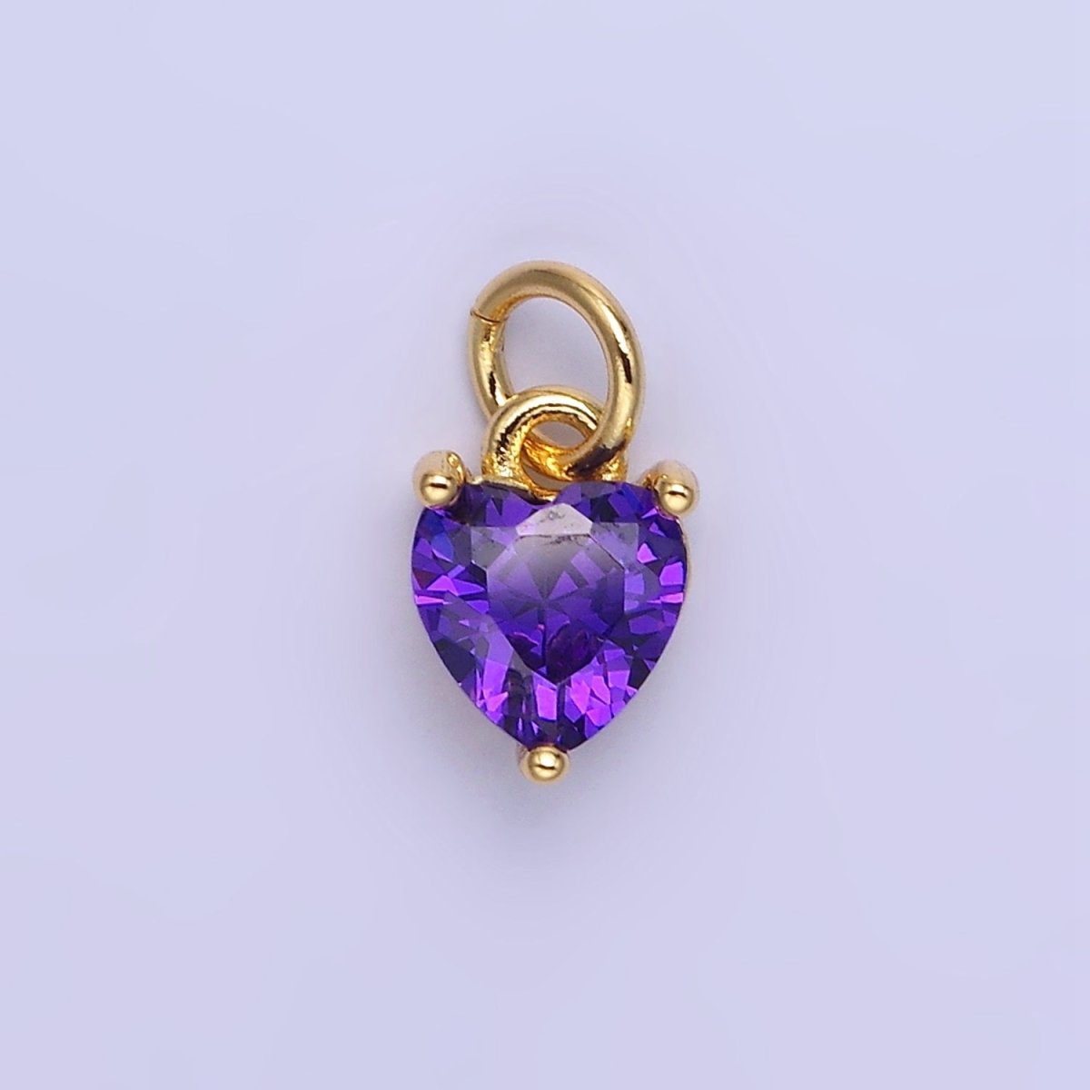 14k Gold Filled 8.7mm CZ Cubic Zirconia Heart Charm in Gold &amp; Silver | W590 - W606