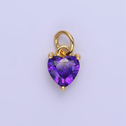 14k Gold Filled 8.7mm CZ Cubic Zirconia Heart Charm in Gold &amp; Silver | W590 - W606