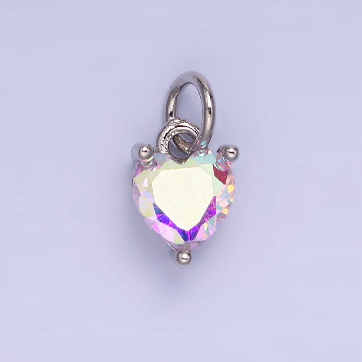 14k Gold Filled 8.7mm CZ Cubic Zirconia Heart Charm in Gold &amp; Silver | W590 - W606