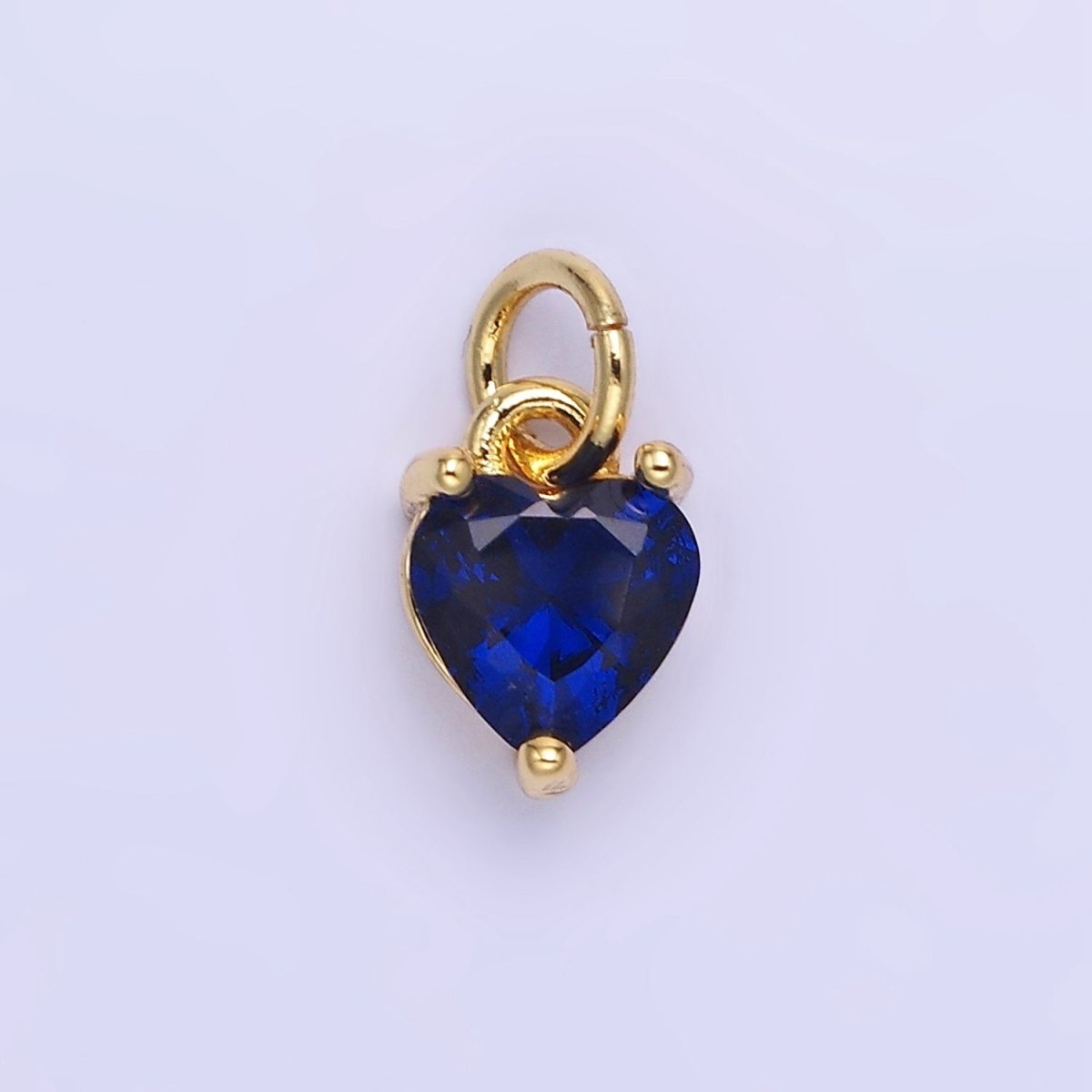 14k Gold Filled 8.7mm CZ Cubic Zirconia Heart Charm in Gold &amp; Silver | W590 - W606