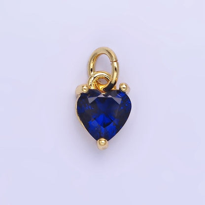 14k Gold Filled 8.7mm CZ Cubic Zirconia Heart Charm in Gold &amp; Silver | W590 - W606