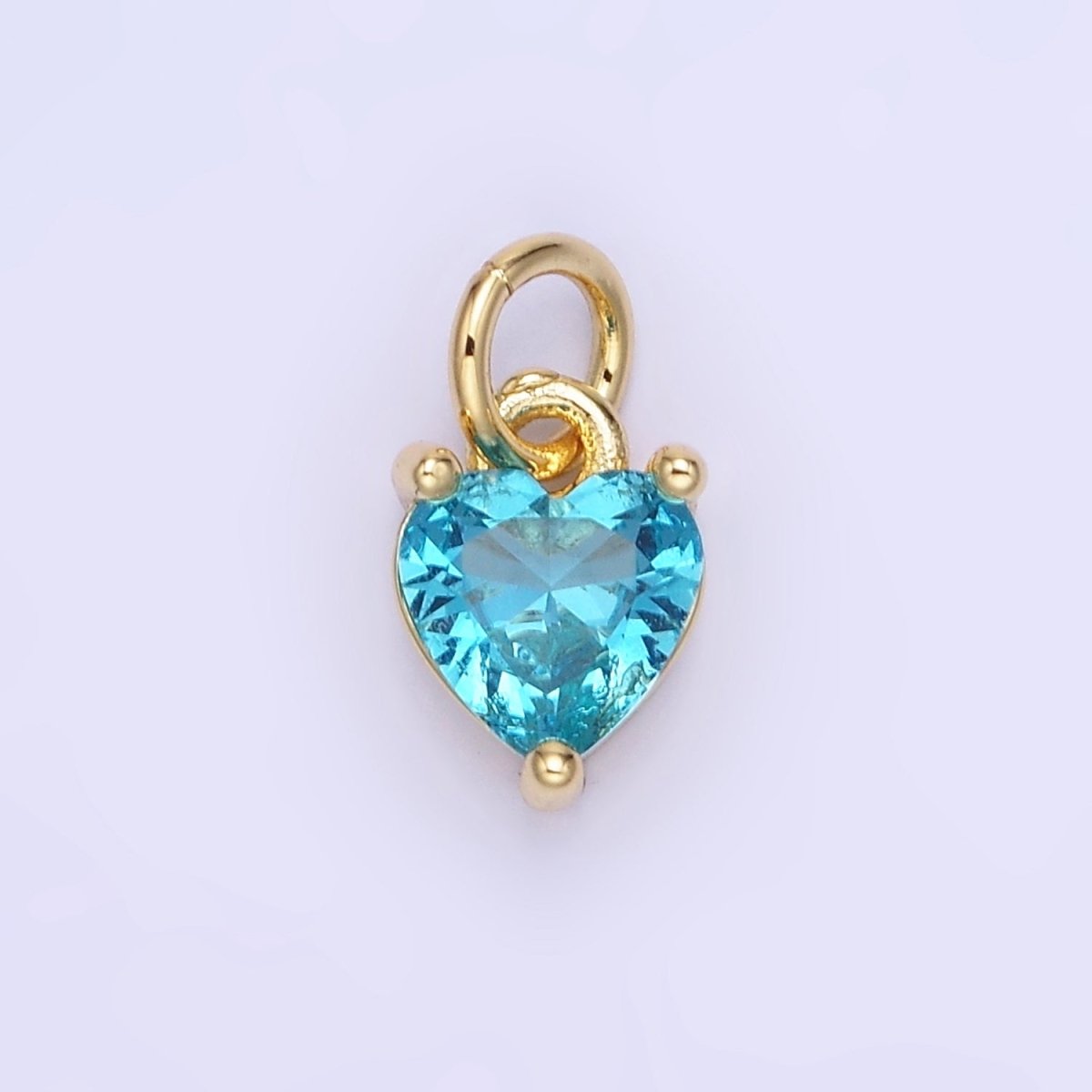 14k Gold Filled 8.7mm CZ Cubic Zirconia Heart Charm in Gold &amp; Silver | W590 - W606
