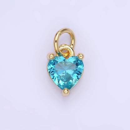 14k Gold Filled 8.7mm CZ Cubic Zirconia Heart Charm in Gold &amp; Silver | W590 - W606