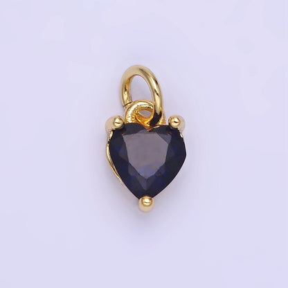 14k Gold Filled 8.7mm CZ Cubic Zirconia Heart Charm in Gold &amp; Silver | W590 - W606