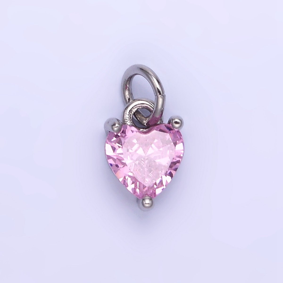 14k Gold Filled 8.7mm CZ Cubic Zirconia Heart Charm in Gold &amp; Silver | W590 - W606