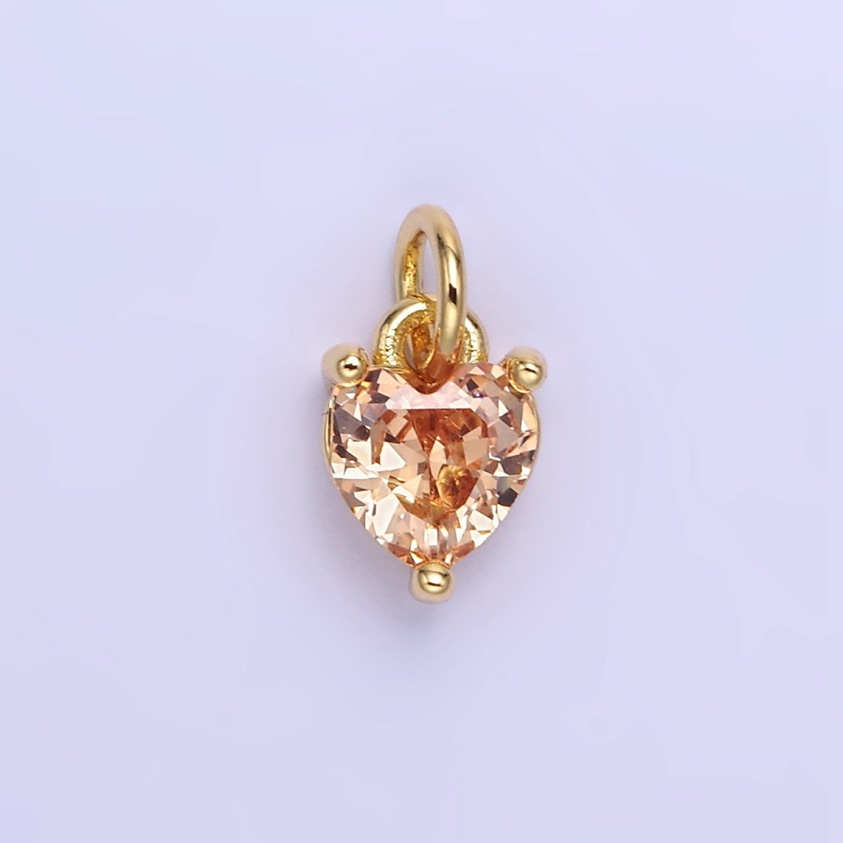 14k Gold Filled 8.7mm CZ Cubic Zirconia Heart Charm in Gold &amp; Silver | W590 - W606