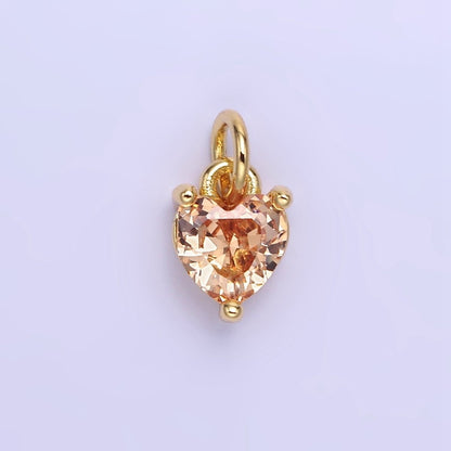 14k Gold Filled 8.7mm CZ Cubic Zirconia Heart Charm in Gold &amp; Silver | W590 - W606
