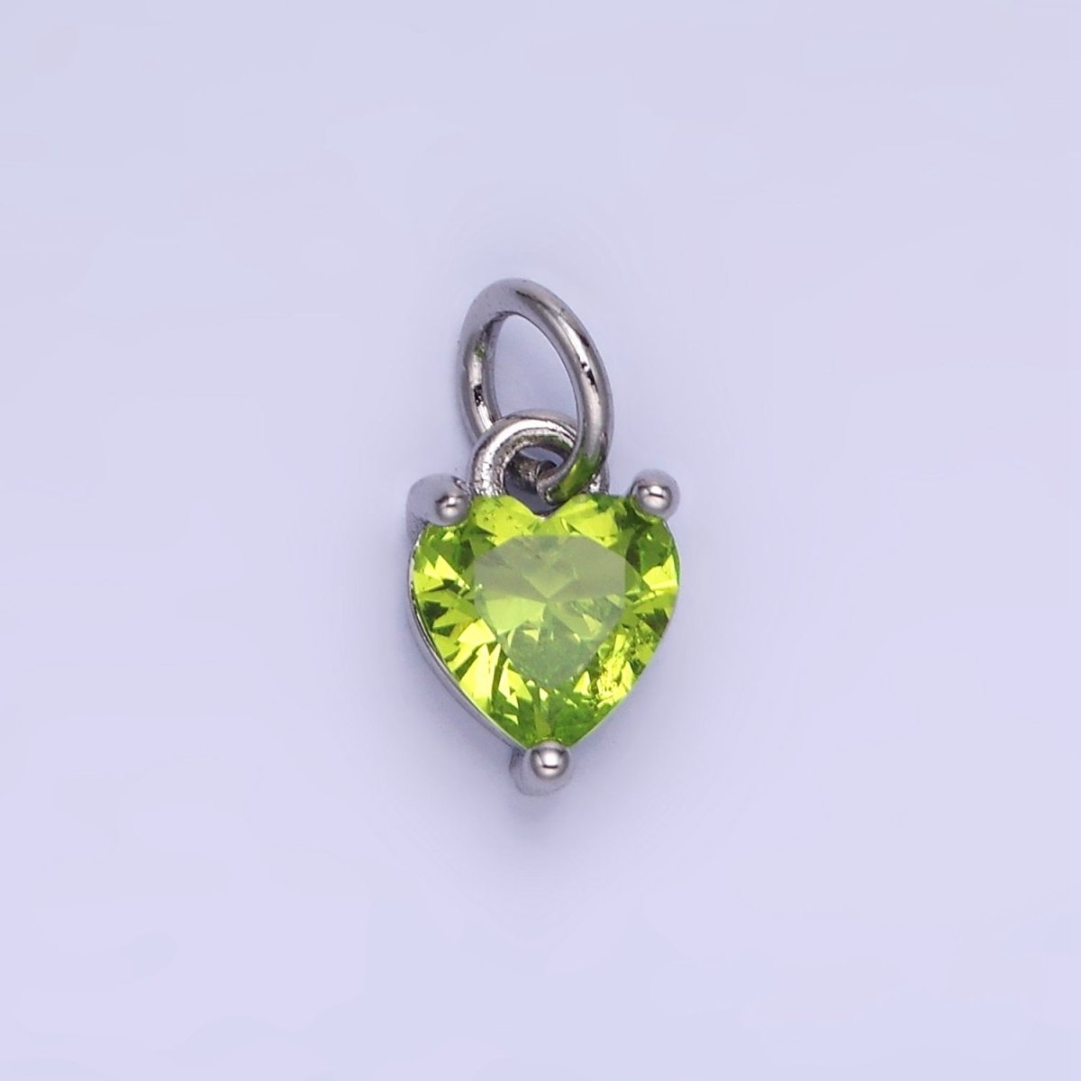 14k Gold Filled 8.7mm CZ Cubic Zirconia Heart Charm in Gold &amp; Silver | W590 - W606
