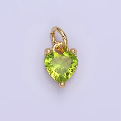 14k Gold Filled 8.7mm CZ Cubic Zirconia Heart Charm in Gold &amp; Silver | W590 - W606