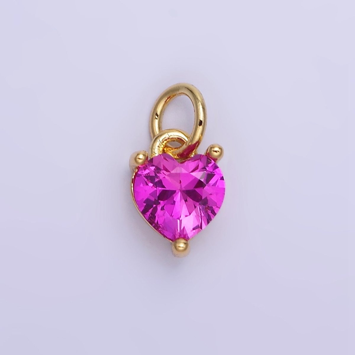 14k Gold Filled 8.7mm CZ Cubic Zirconia Heart Charm in Gold &amp; Silver | W590 - W606