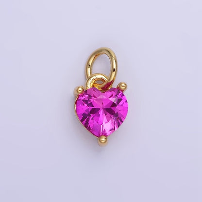 14k Gold Filled 8.7mm CZ Cubic Zirconia Heart Charm in Gold &amp; Silver | W590 - W606