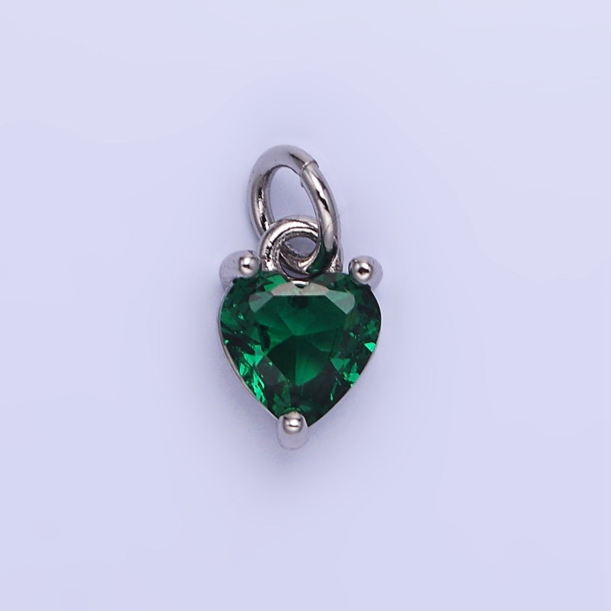 14k Gold Filled 8.7mm CZ Cubic Zirconia Heart Charm in Gold &amp; Silver | W590 - W606