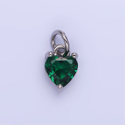 14k Gold Filled 8.7mm CZ Cubic Zirconia Heart Charm in Gold &amp; Silver | W590 - W606
