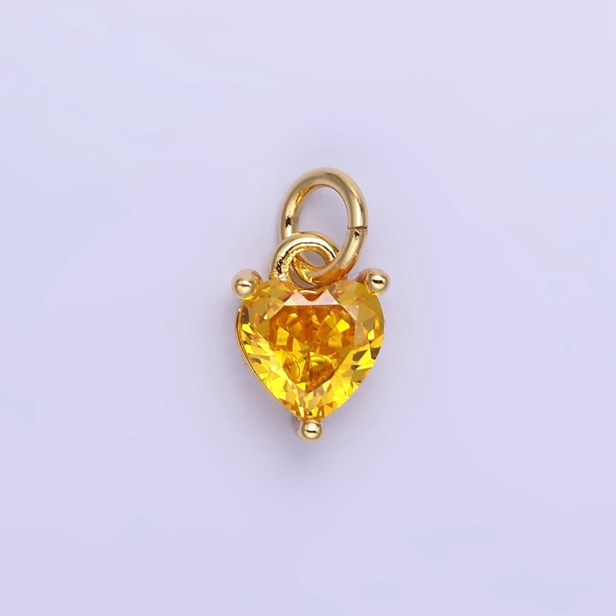 14k Gold Filled 8.7mm CZ Cubic Zirconia Heart Charm in Gold &amp; Silver | W590 - W606