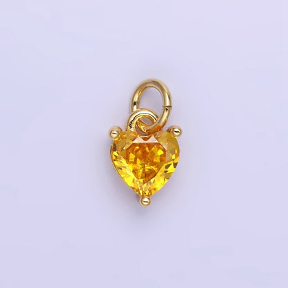 14k Gold Filled 8.7mm CZ Cubic Zirconia Heart Charm in Gold &amp; Silver | W590 - W606