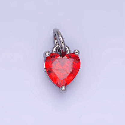 14k Gold Filled 8.7mm CZ Cubic Zirconia Heart Charm in Gold &amp; Silver | W590 - W606