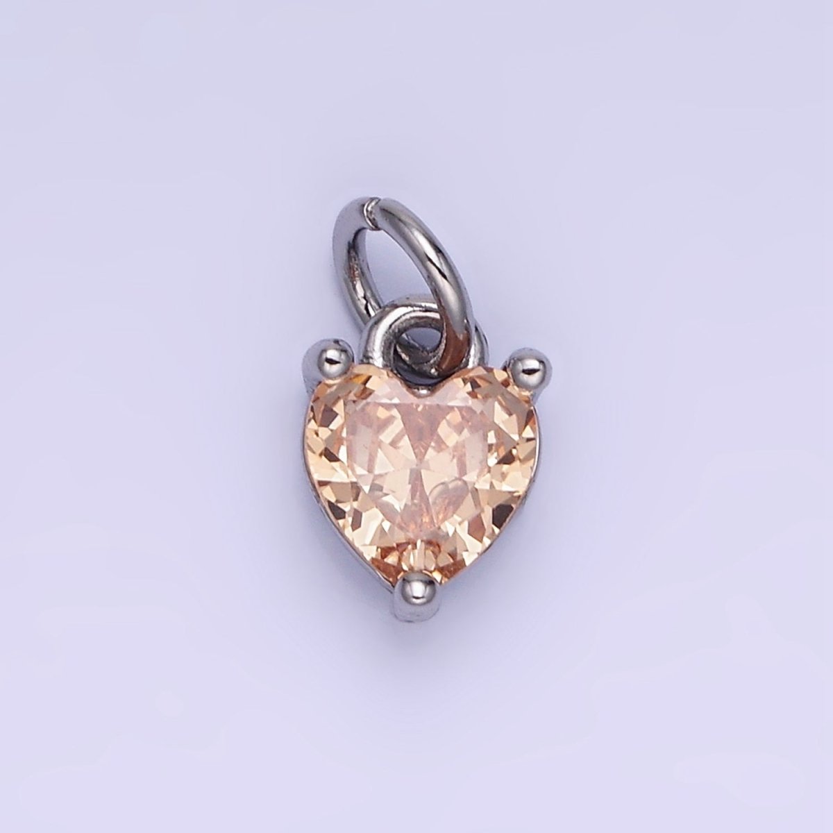 14k Gold Filled 8.7mm CZ Cubic Zirconia Heart Charm in Gold &amp; Silver | W590 - W606
